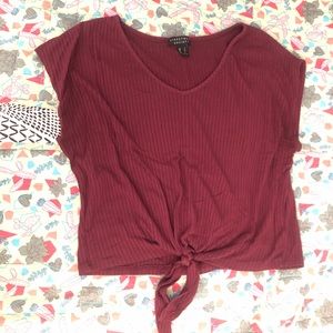 Ribbed Tie-Front Top